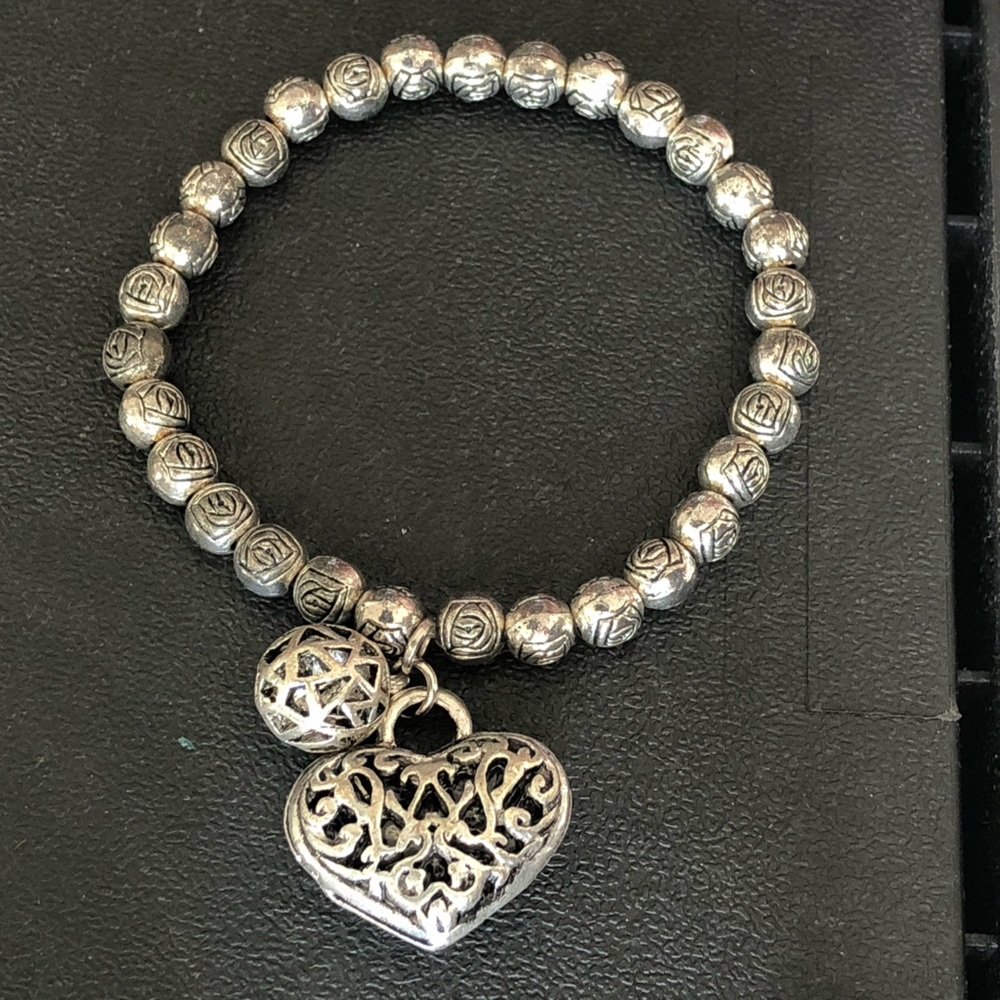 3/$20 Silver Tone Heart Charm Bracelet
